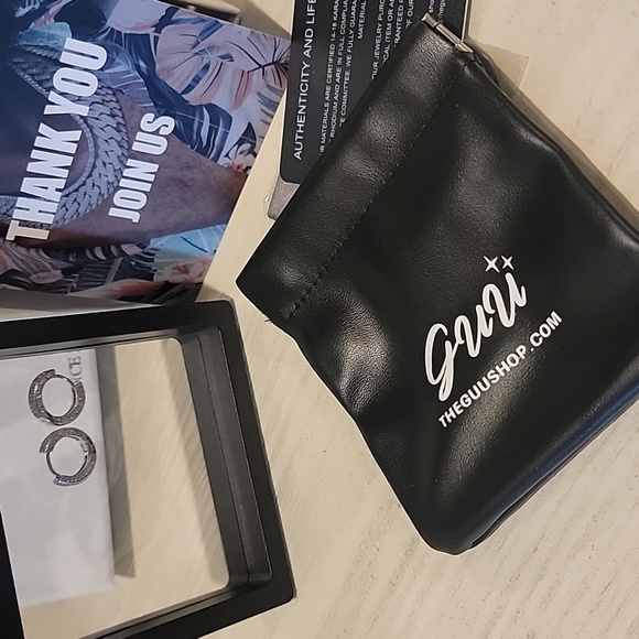 Moissanite Stone Hoop Earrings - Picture 5 of 6